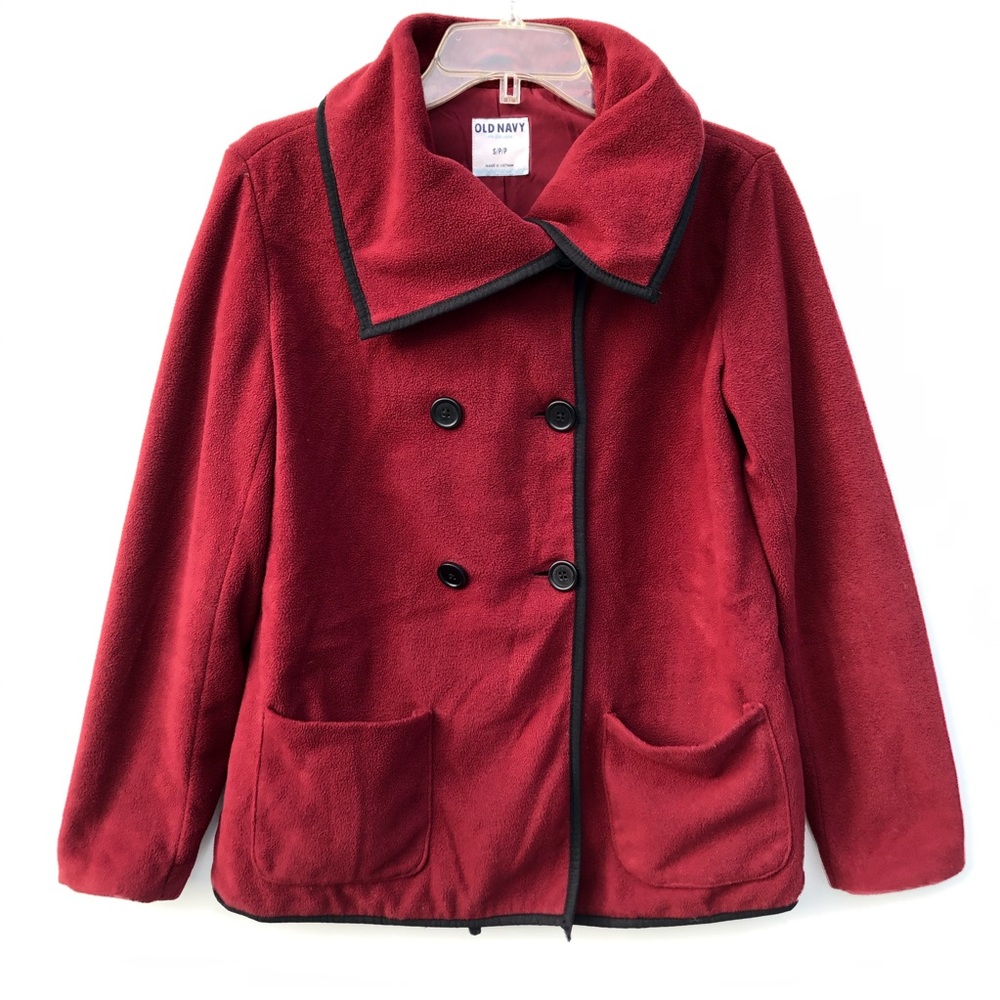 Old Navy Red Fleece Double Breasted Coat Size S